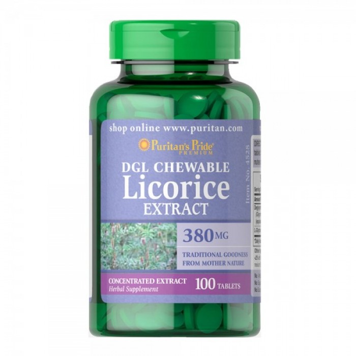 Puritan's Pride - DGL Licorice Extract 380 mg  / 100 таблетки​